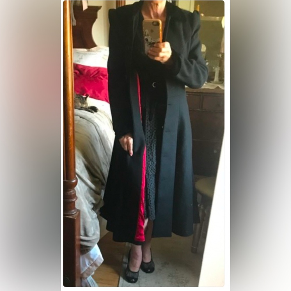 Vintage London long peacoat cape hood jacket m